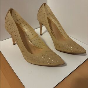 J. Lo Erregina Elegant Studded Tan Heels